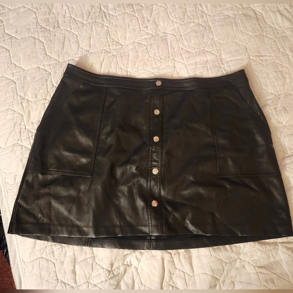 Bar III Plus Sized Faux Leather Mini Skirt